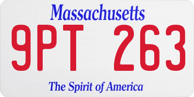 MA license plate 9PT263