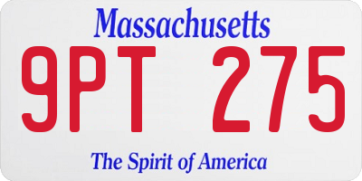 MA license plate 9PT275