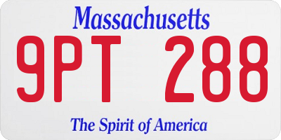 MA license plate 9PT288