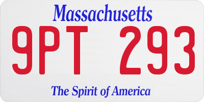 MA license plate 9PT293