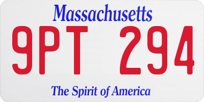 MA license plate 9PT294