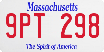 MA license plate 9PT298