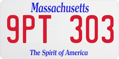 MA license plate 9PT303
