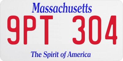 MA license plate 9PT304