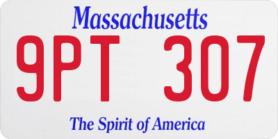 MA license plate 9PT307