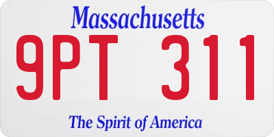 MA license plate 9PT311