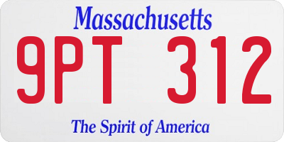 MA license plate 9PT312
