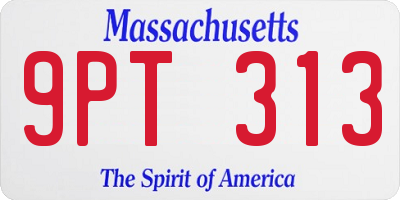 MA license plate 9PT313