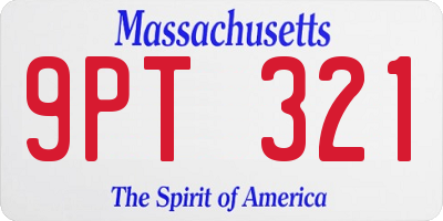MA license plate 9PT321
