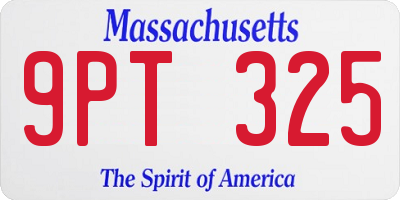 MA license plate 9PT325