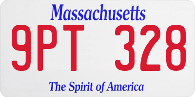 MA license plate 9PT328