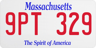 MA license plate 9PT329