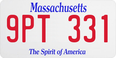 MA license plate 9PT331