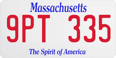 MA license plate 9PT335