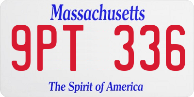 MA license plate 9PT336