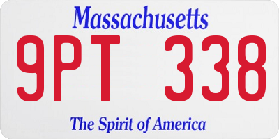 MA license plate 9PT338