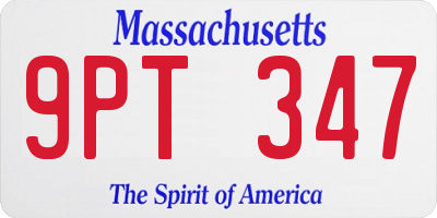 MA license plate 9PT347