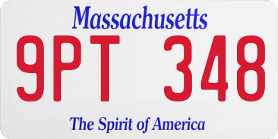 MA license plate 9PT348