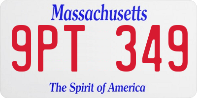 MA license plate 9PT349