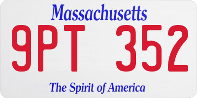 MA license plate 9PT352