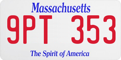 MA license plate 9PT353