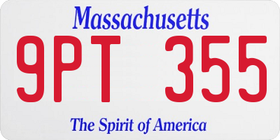 MA license plate 9PT355