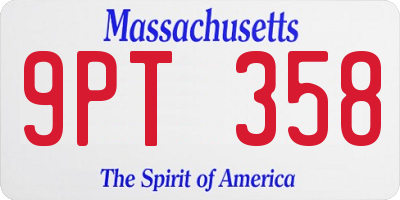 MA license plate 9PT358
