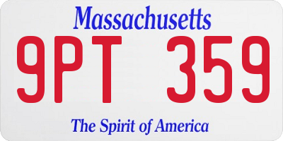 MA license plate 9PT359