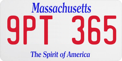 MA license plate 9PT365
