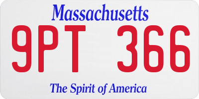 MA license plate 9PT366