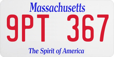 MA license plate 9PT367