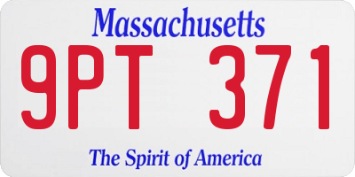 MA license plate 9PT371