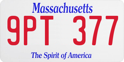MA license plate 9PT377