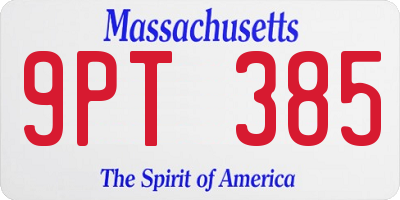 MA license plate 9PT385