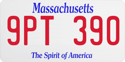 MA license plate 9PT390