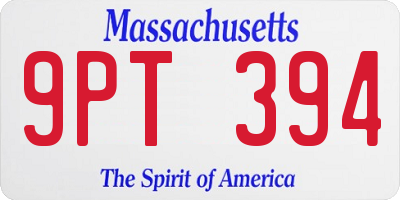 MA license plate 9PT394