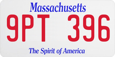 MA license plate 9PT396