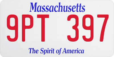 MA license plate 9PT397