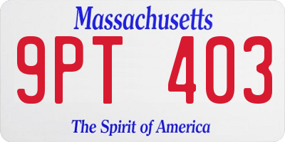 MA license plate 9PT403