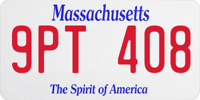 MA license plate 9PT408