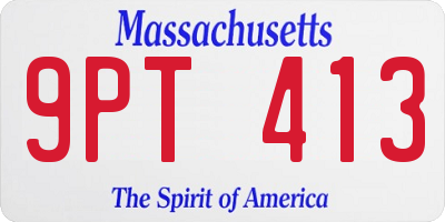 MA license plate 9PT413