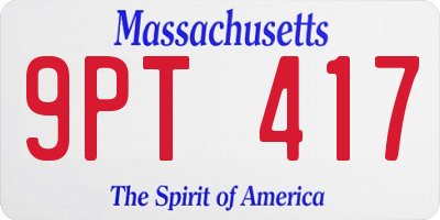 MA license plate 9PT417