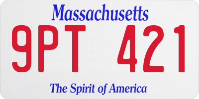 MA license plate 9PT421