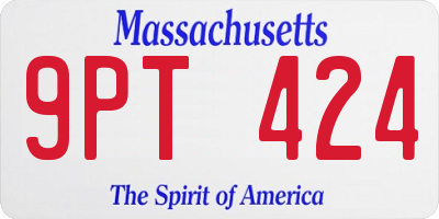 MA license plate 9PT424