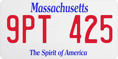 MA license plate 9PT425