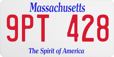 MA license plate 9PT428