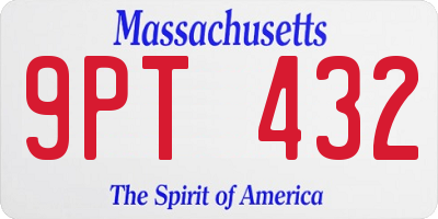 MA license plate 9PT432