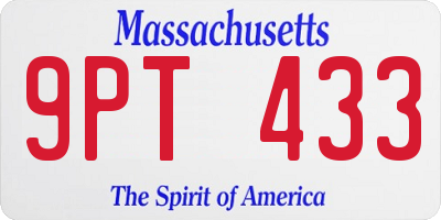 MA license plate 9PT433