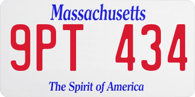 MA license plate 9PT434