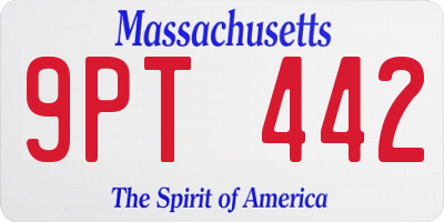 MA license plate 9PT442
